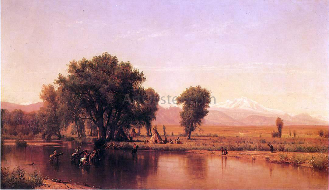 Thomas Worthington Whittredge Crossing the Ford (also known as The Plains at the Base of the Rocky Mountain) - Hand Painted Oil Painting