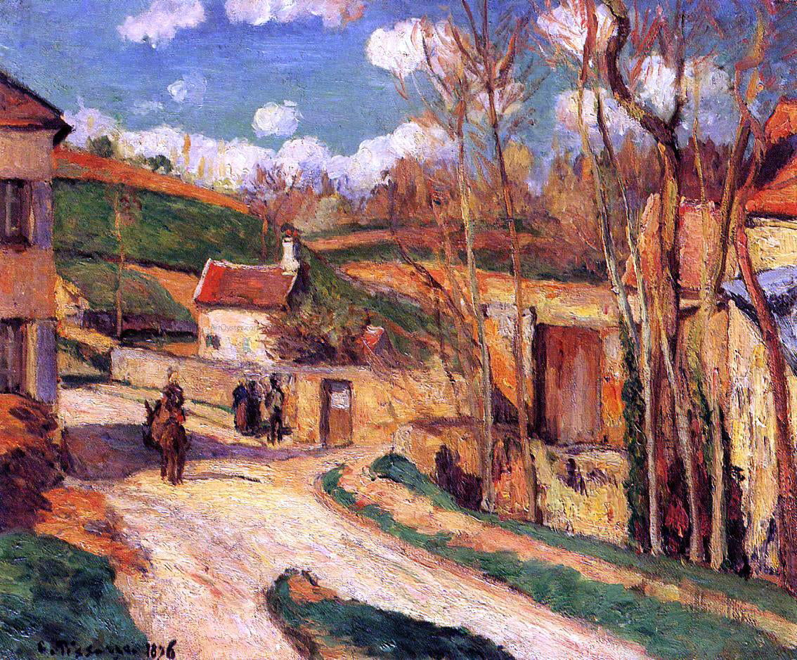  Camille Pissarro Crossroads at l'Hermitage, Pontoise - Hand Painted Oil Painting