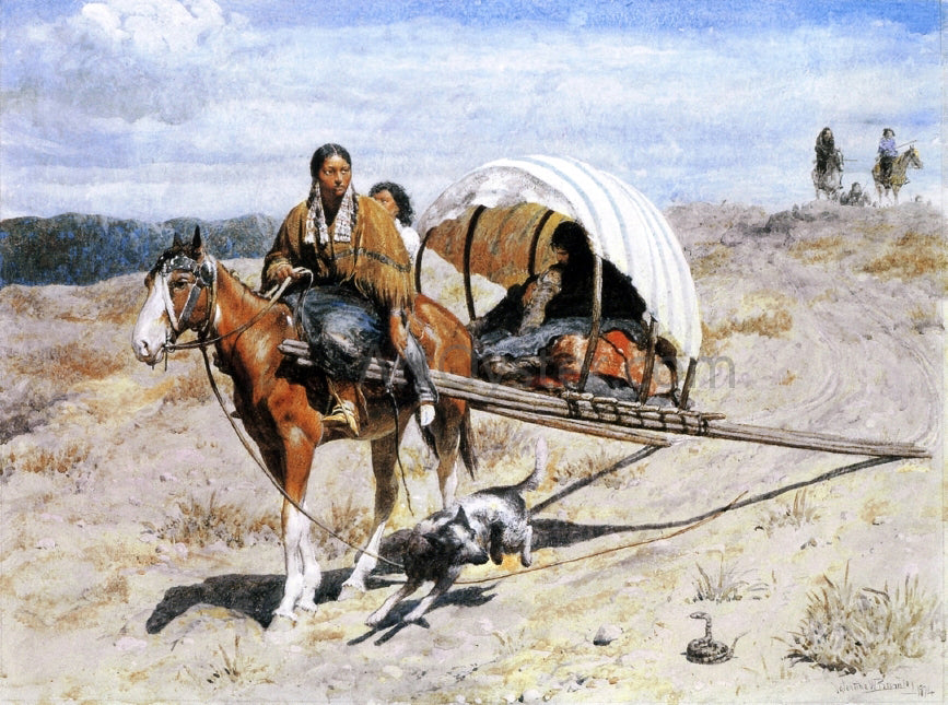 Valentin Walter Bromley Crow Family on the Trail - Hand Painted Oil Painting