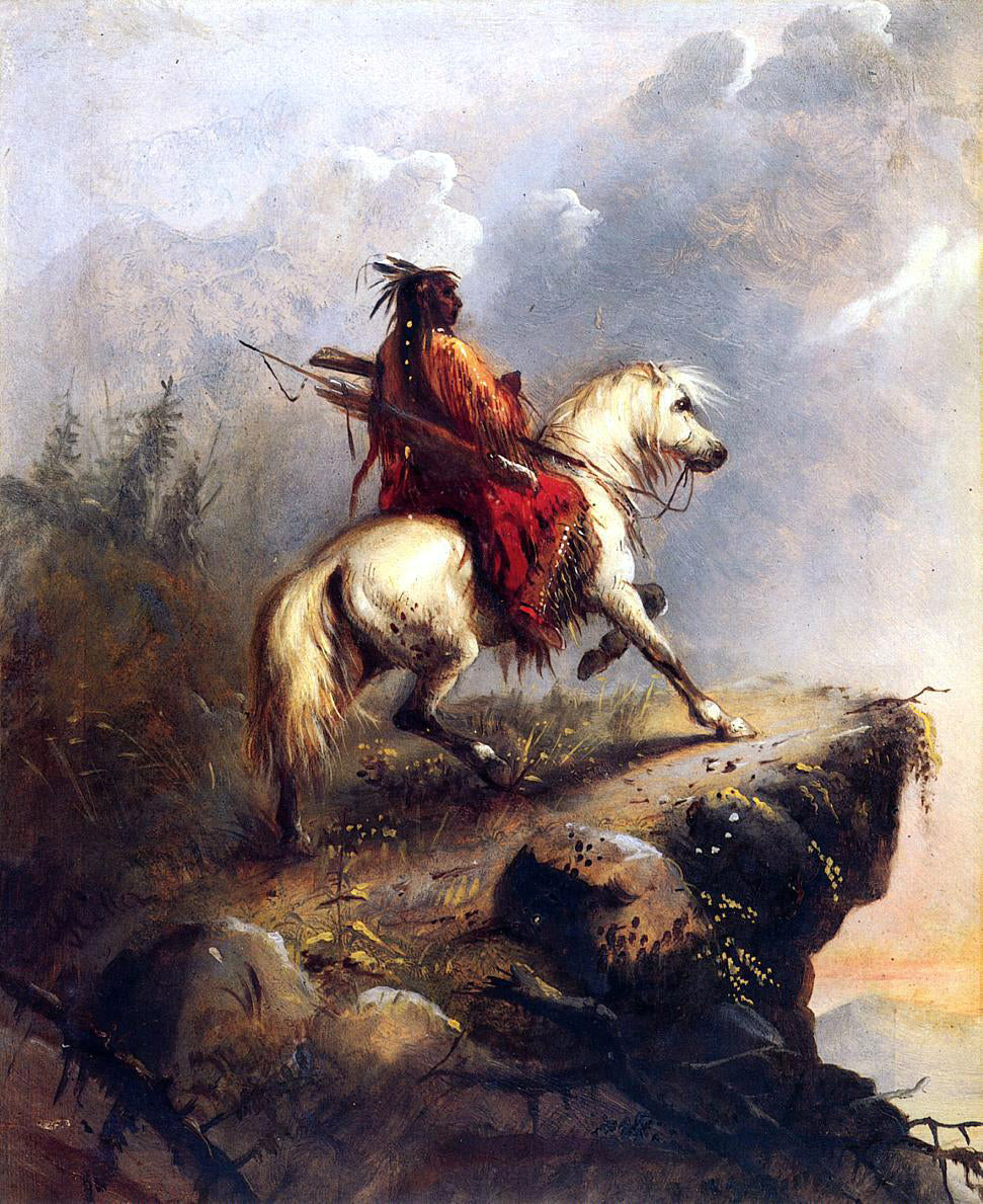  Alfred Jacob Miller Crow Indian on the Lookout - Hand Painted Oil Painting