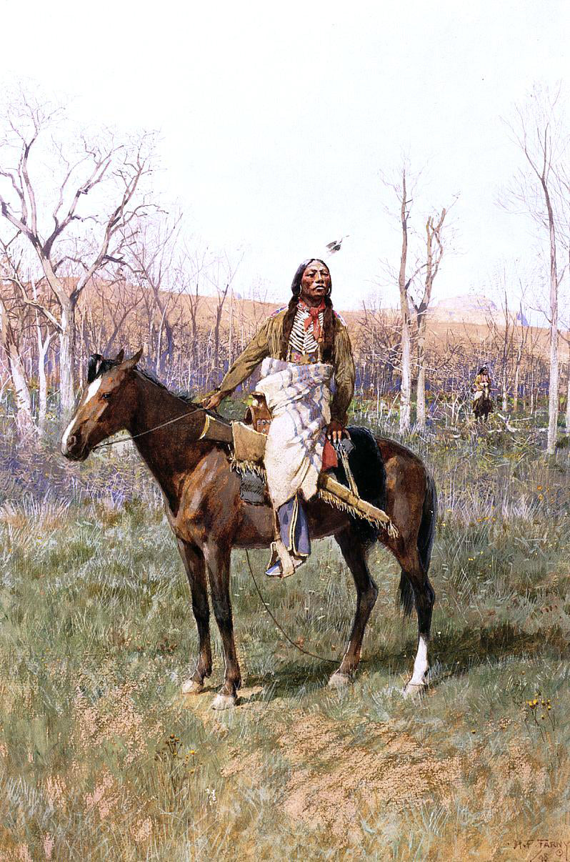 Henry F Farney Crow Scouts - Hand Painted Oil Painting
