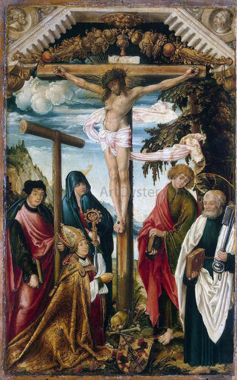 Hans Wertinger Crucifixion with Saints and Donor - Hand Painted Oil Painting