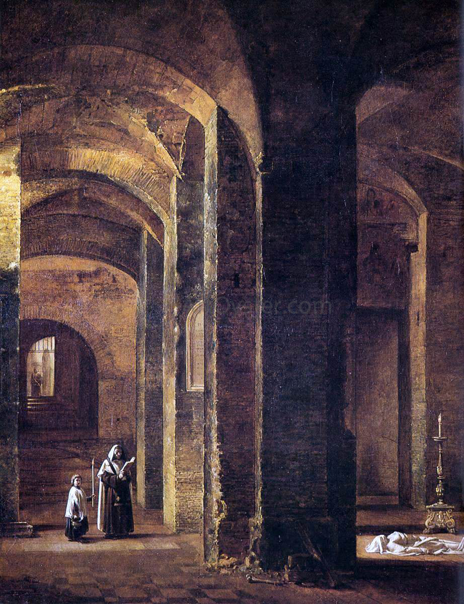  Francois-Marius Granet Crypt of San Martino ai Monti, Rome (detail) - Hand Painted Oil Painting