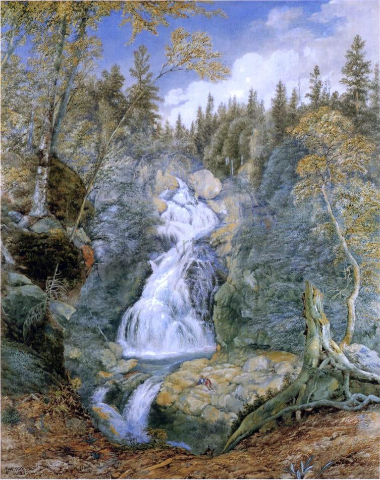 John William Hill Crystal Cascade, White Mountains - Hand Painted Oil Painting
