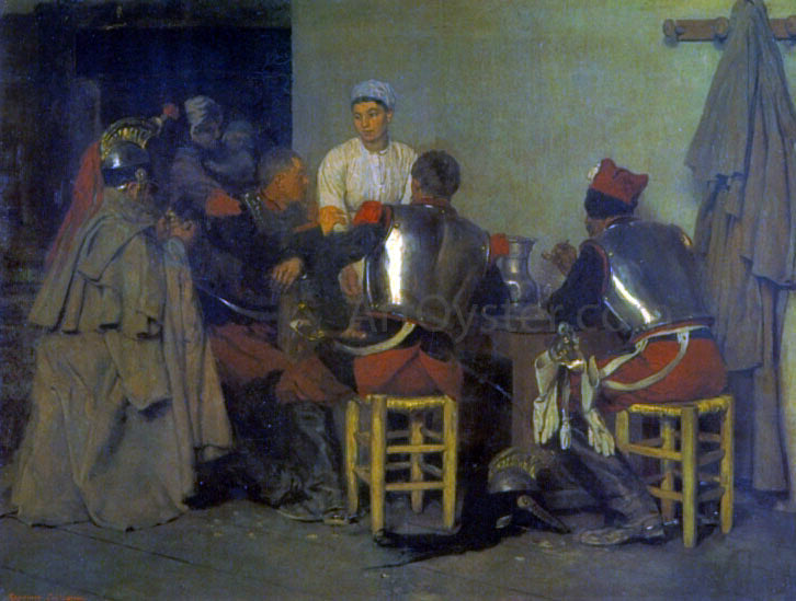 Guillaume Regamey Cuirassiers at the Tavern - Hand Painted Oil Painting