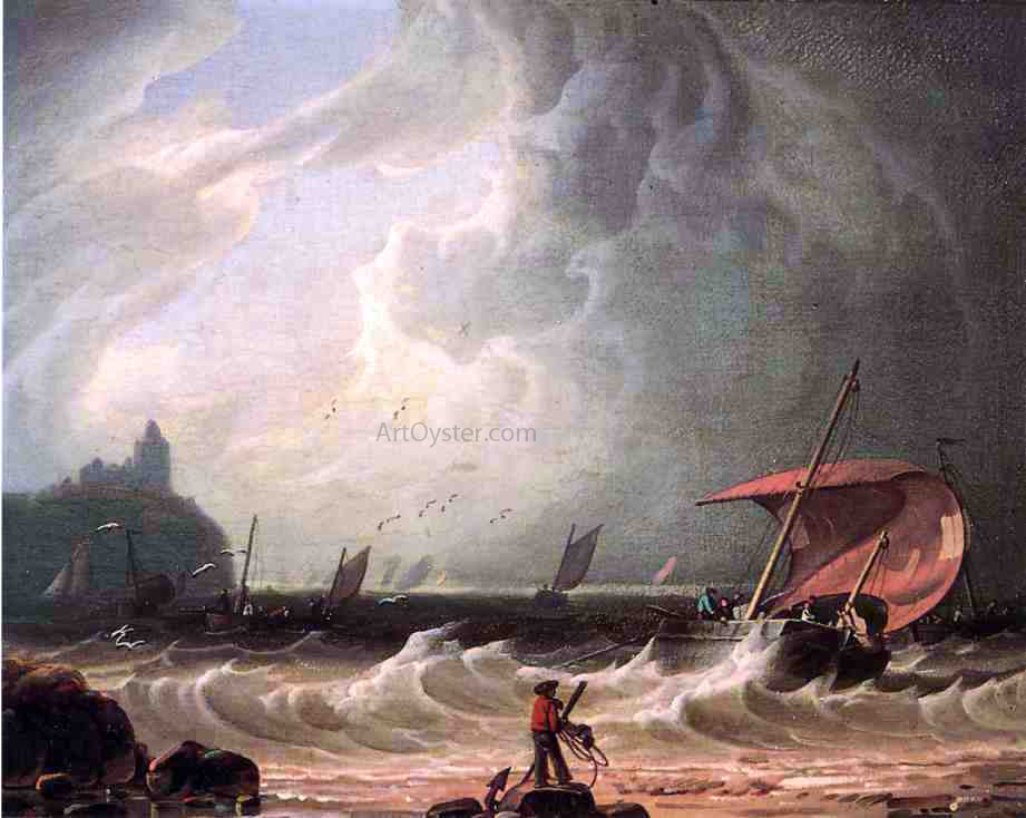 Robert Salmon Cunard Lighthouse - Hand Painted Oil Painting