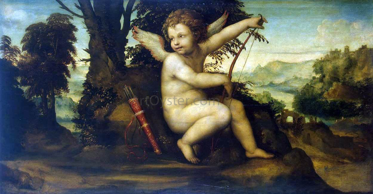 Il Sodoma Cupid in a Landscape - Hand Painted Oil Painting