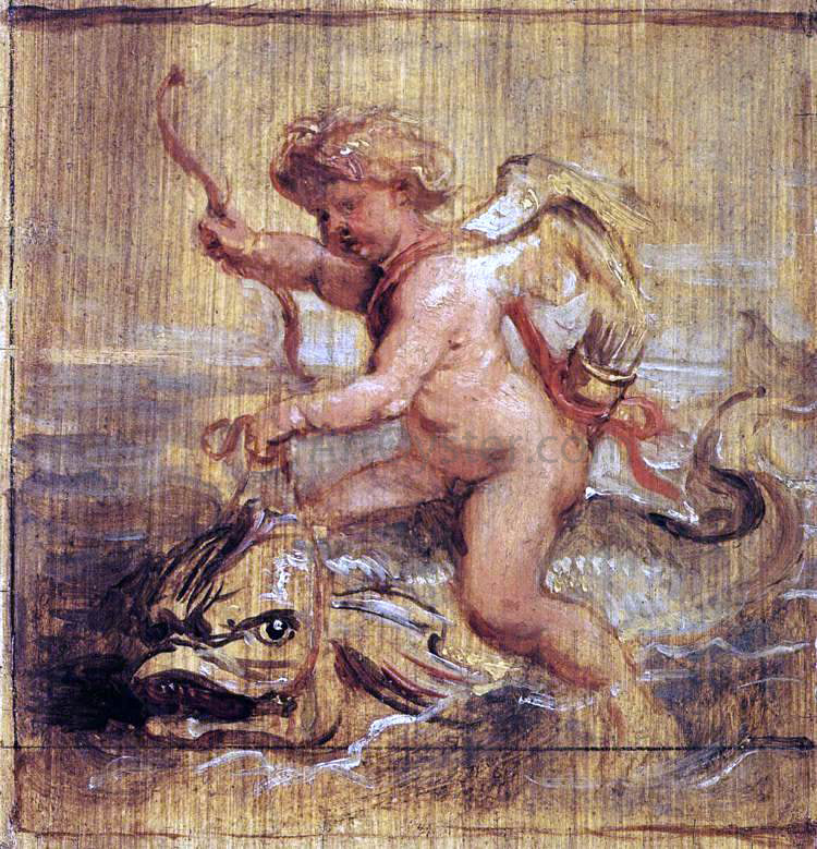 Peter Paul Rubens Cupid Riding a Dolphin - Hand Painted Oil Painting