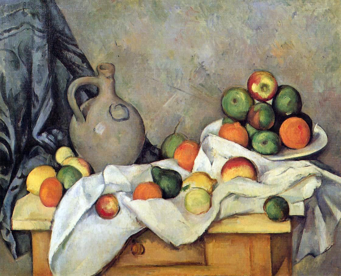 Paul Cezanne A Curtain, Jug and Fruit - Hand Painted Oil Painting