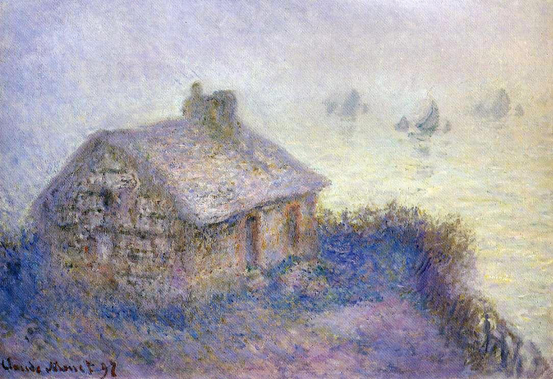 Claude Oscar Monet Customs House at Varengeville in the Fog (also known as Blue Effect) - Hand Painted Oil Painting
