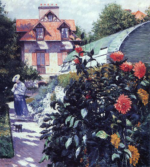 Gustave Caillebotte Dahlias: The Garden at Petit Gennevilliers - Hand Painted Oil Painting