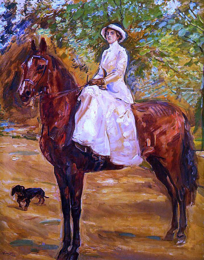 Max Slevogt Dame im Weissen Reitkleid zu Pferde - Hand Painted Oil Painting
