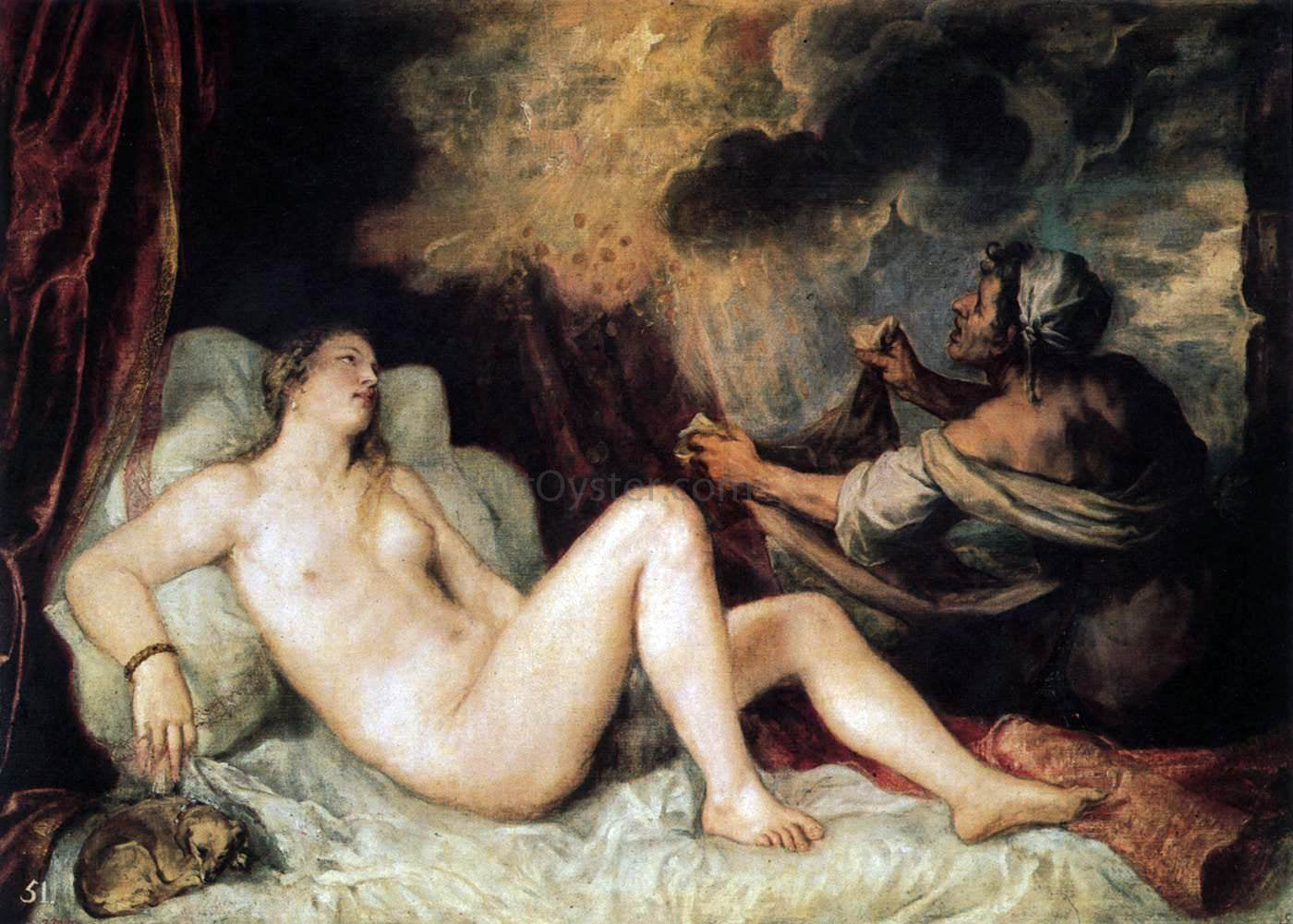 Titian Danae with a Nurse - Hand Painted Oil Painting