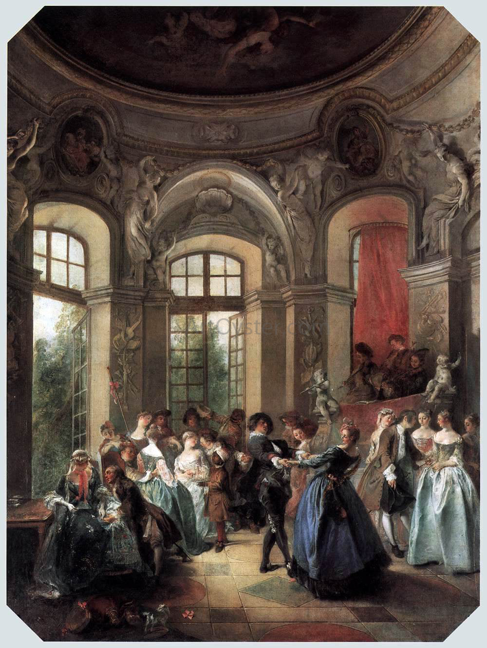  Nicolas Lancret Dance in a Pavilion - Hand Painted Oil Painting