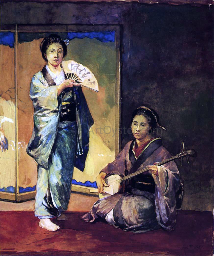 John La Farge Dancer and Musician (also known as Musicians in Ceremonial Costume) - Hand Painted Oil Painting