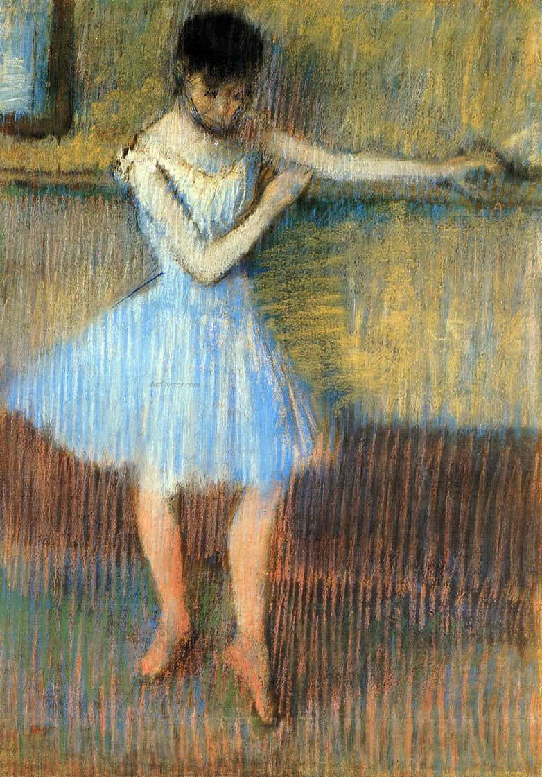 Edgar Degas Dancer in Blue at the Barre - Hand Painted Oil Painting