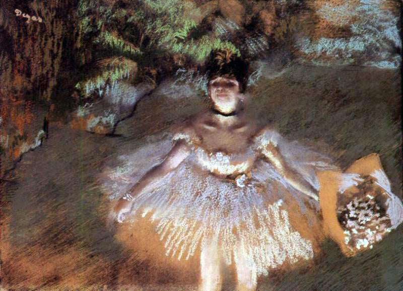 Edgar Degas A Dancer Onstage with a Bouquet - Hand Painted Oil Painting