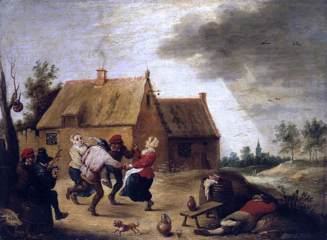 Abraham Teniers Dancing Peasants - Hand Painted Oil Painting