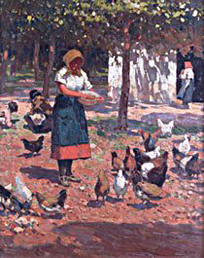 Alberto Pla Y Rubio Dando de Comer - Hand Painted Oil Painting