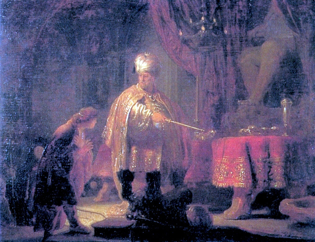 Rembrandt Van Rijn Daniel and King Cyrus in front of the Idol of Bel - Hand Painted Oil Painting