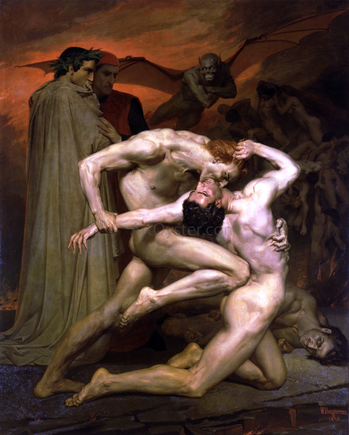 William Adolphe Bouguereau Dante and Virgil in Hell - Hand Painted Oil Painting