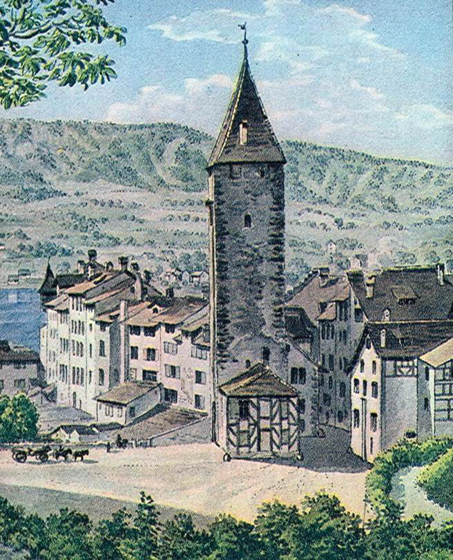 Heinrich Keller Das Oberdorftor in Zurich - Hand Painted Oil Painting