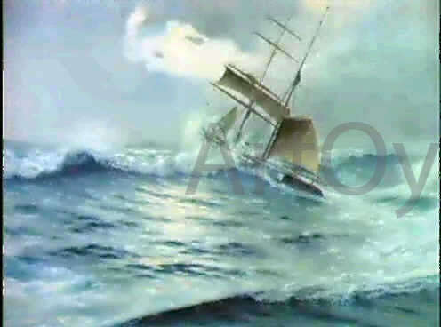Salvador Abril Y Blasco DAS SCHIFF CAPEANDO IN SCHWERER SEE - Hand Painted Oil Painting