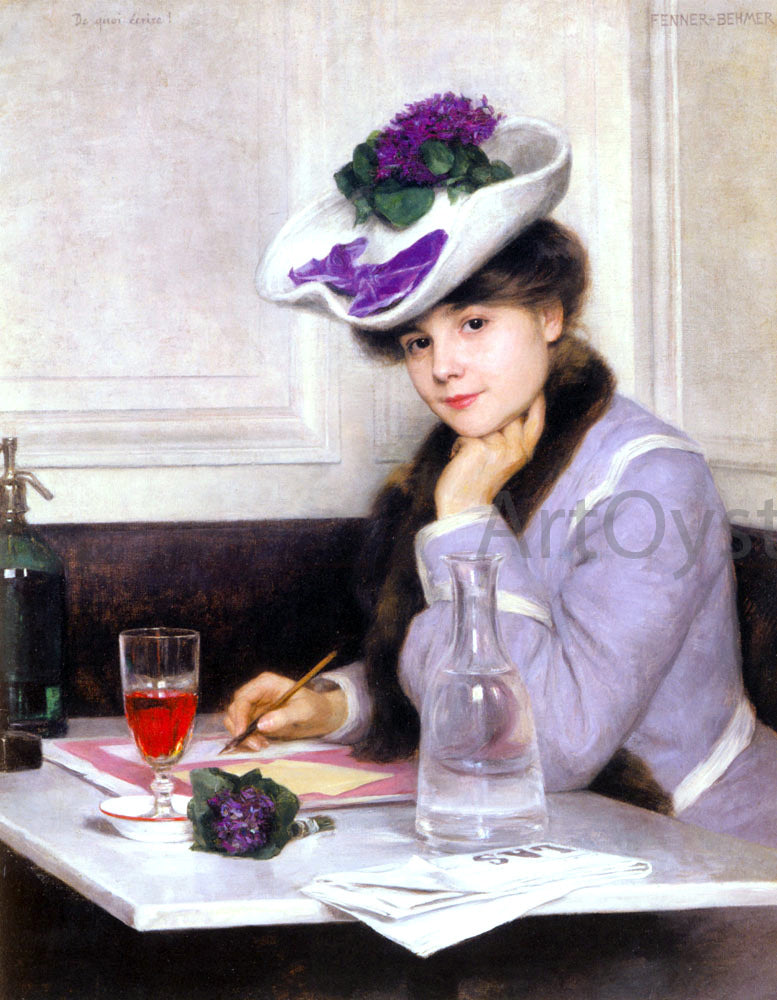 Hermann Fenner Behmer De Quoi Ecrire - Hand Painted Oil Painting