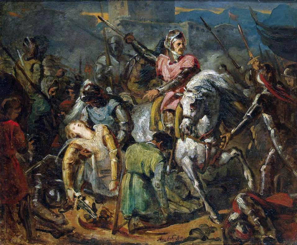 Ary Scheffer Death of Gaston de Foix in the Battle of Ravenna on 11 April 1512 - Hand Painted Oil Painting