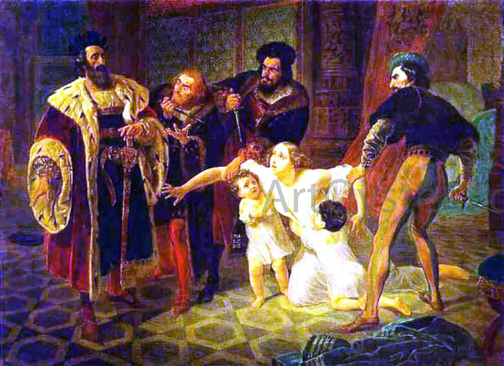 Karl Pavlovich Brulloff Death of Inessa de Castro, Morganatic Wife of Portuguese Infant Don Pedro - Hand Painted Oil Painting