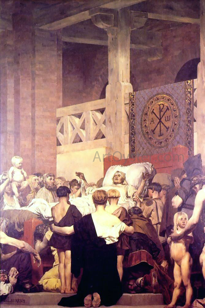 Jean-Paul Laurens Death of Saint Genevieve (center panel) - Hand Painted Oil Painting