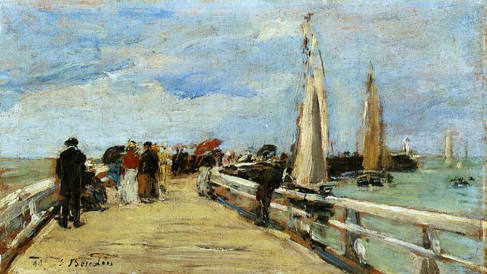  Eugene-Louis Boudin Deauville, the Jetty - Hand Painted Oil Painting