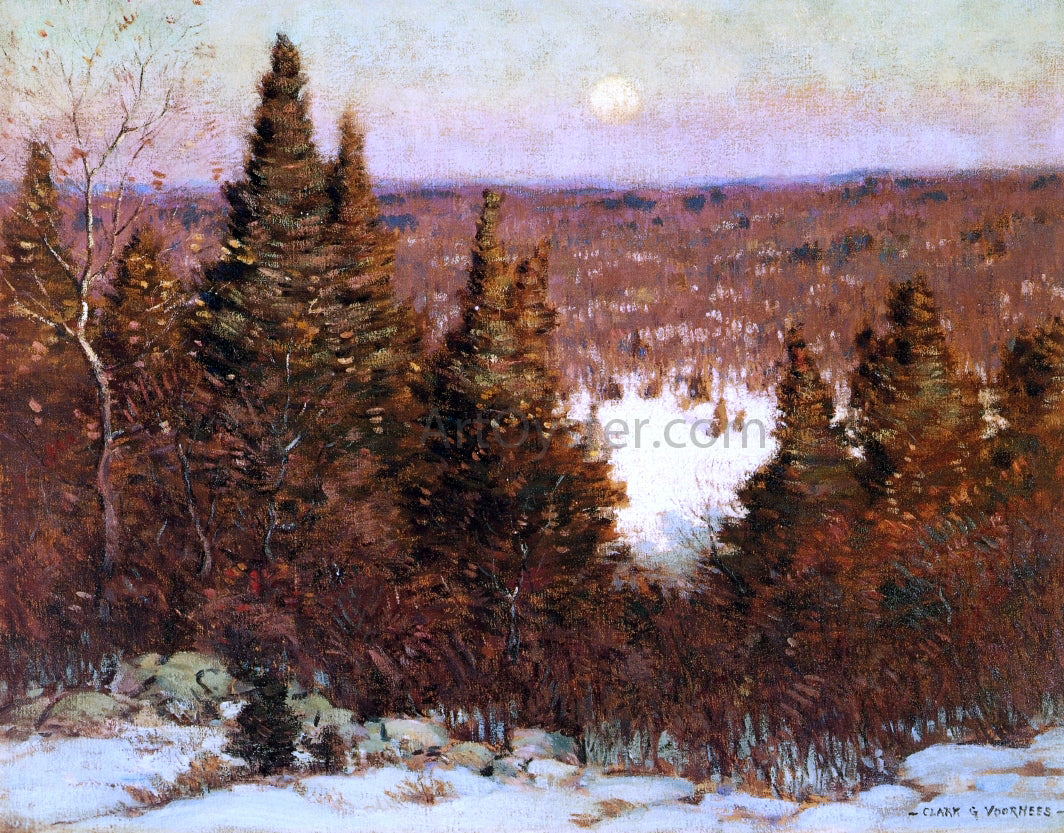 Clark G Voorhees December Moonrise - Hand Painted Oil Painting