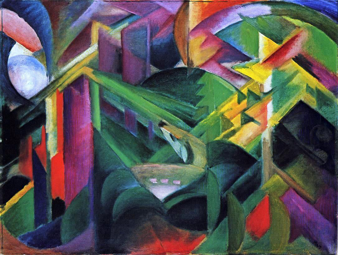 Franz Marc Deer in a Monastery Garden - Hand Painted Oil Painting