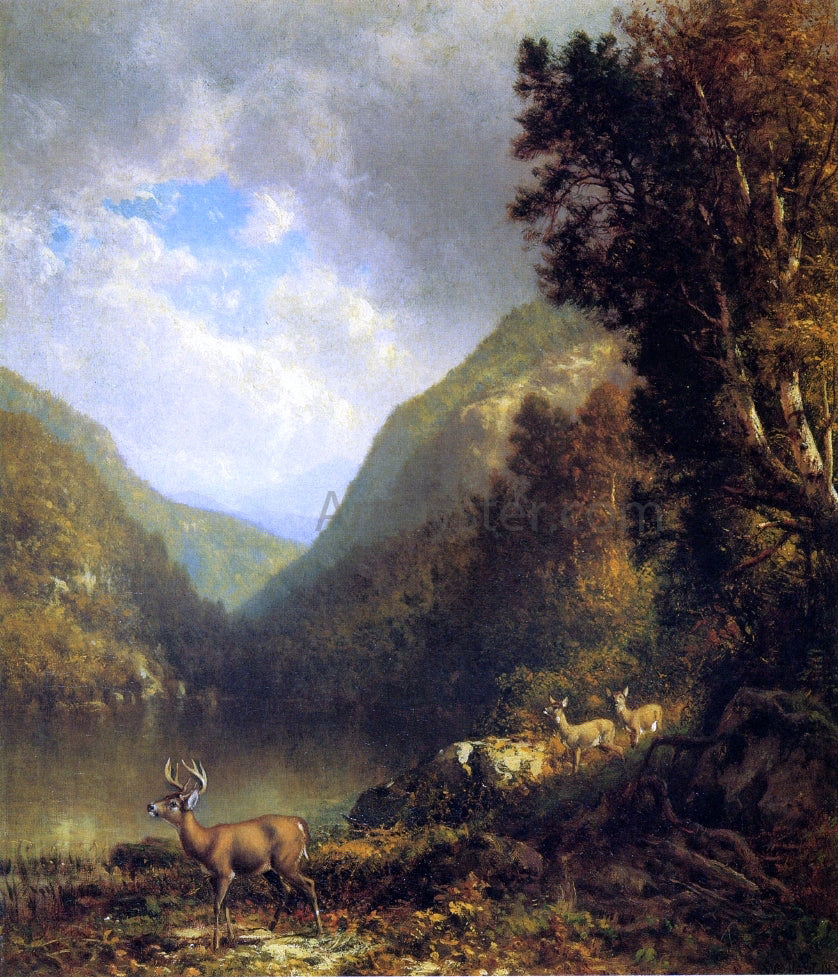 William M Hart Deer in the Adirondacks - Hand Painted Oil Painting
