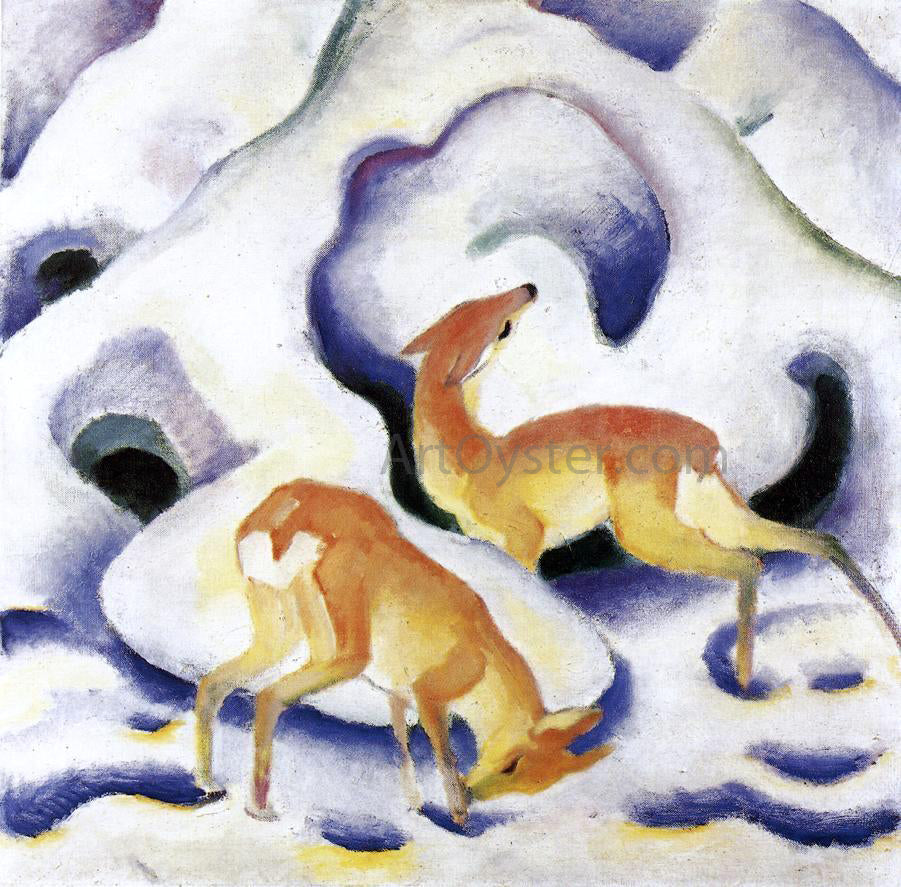 Franz Marc Deer in the Snow - Hand Painted Oil Painting