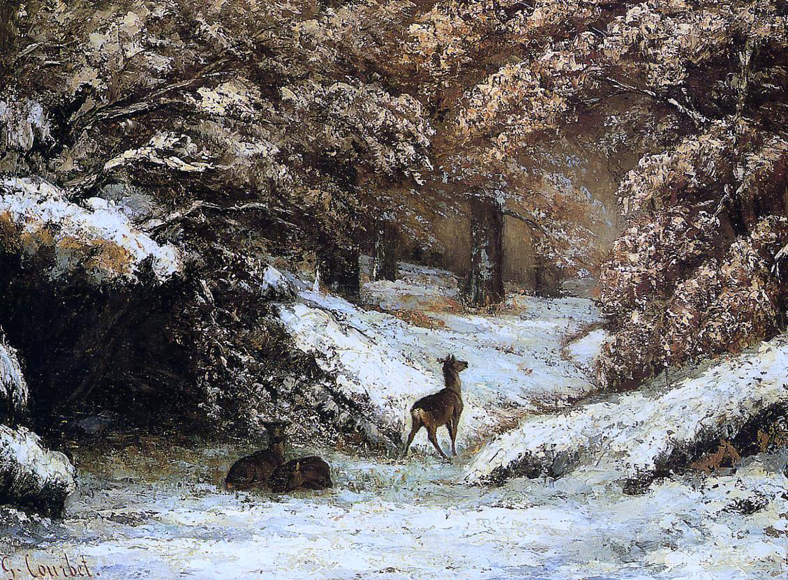 Gustave Courbet Deer Taking Shelter in Winter - Hand Painted Oil Painting