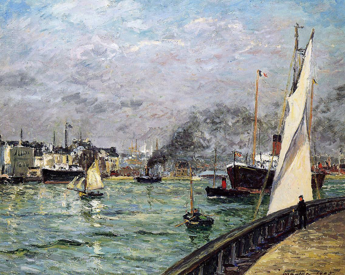 Maxime Maufra Departure of a Cargo Ship, Le Havre - Hand Painted Oil Painting
