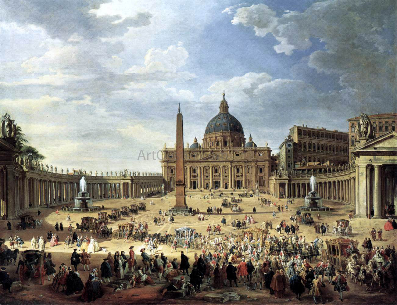 Giovanni Paolo Pannini Departure of the Duc de Choiseul from the Piazza di San Pietro - Hand Painted Oil Painting