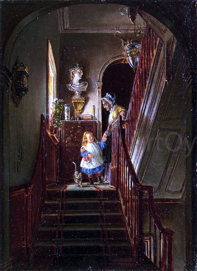 Edward Lamson Henry Descending the Stairs - Hand Painted Oil Painting