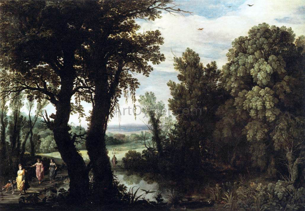 Paul Bril Diana and Her nymphs at the Hunt - Hand Painted Oil Painting