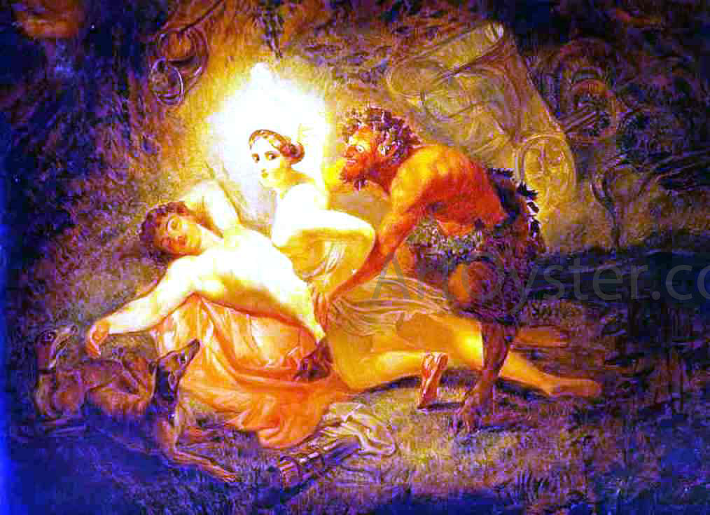 Karl Pavlovich Brulloff Diana, Endymion, and Satyr - Hand Painted Oil Painting