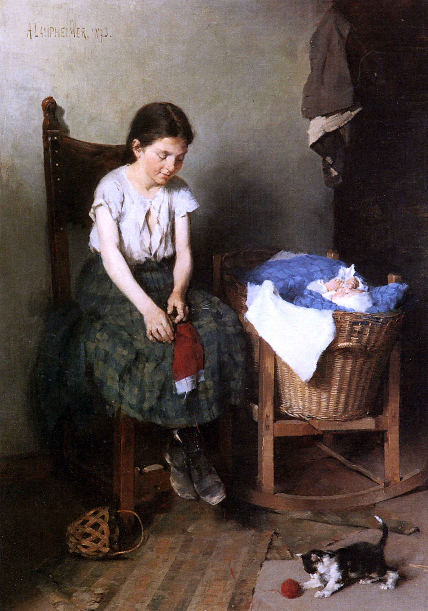 Anton Laupheimer Die Grosse Schwester - Hand Painted Oil Painting