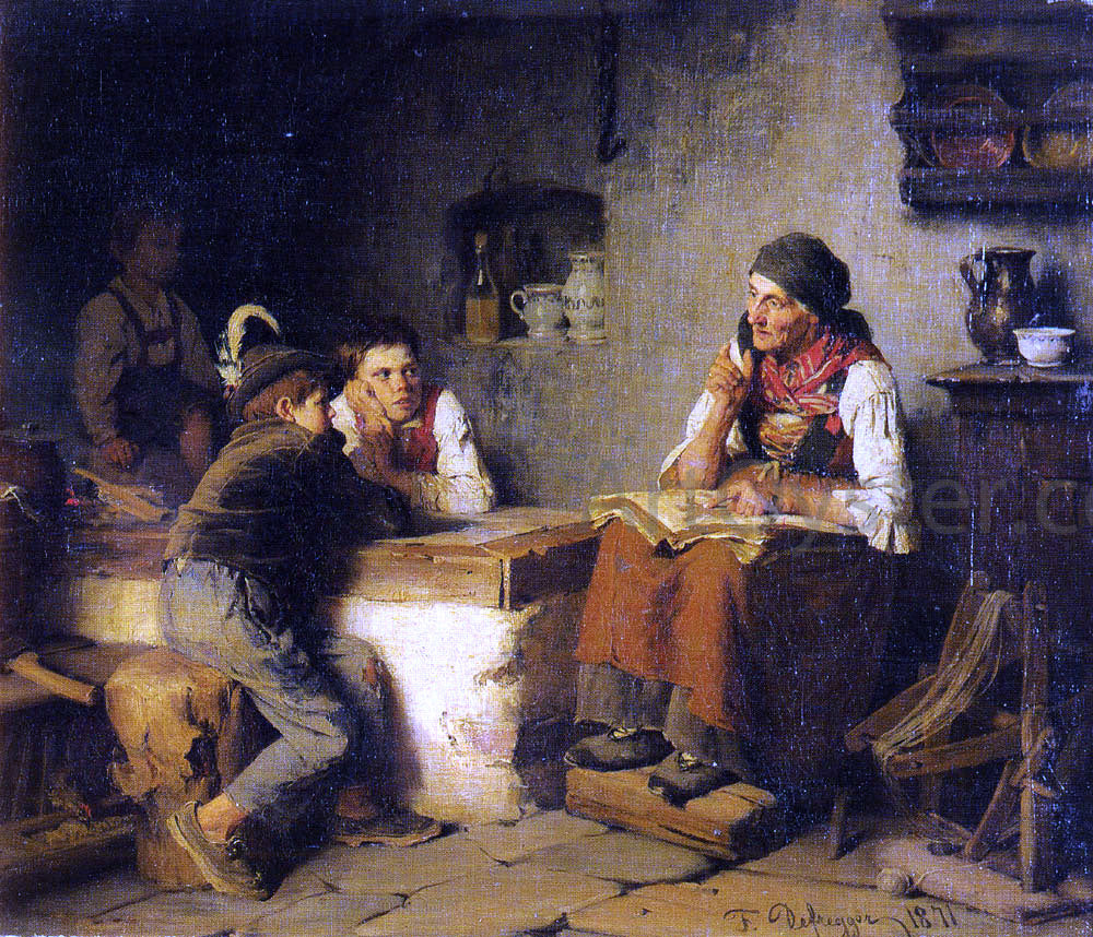 Franz Von Defregger Die Marchenerzahlerin - Hand Painted Oil Painting