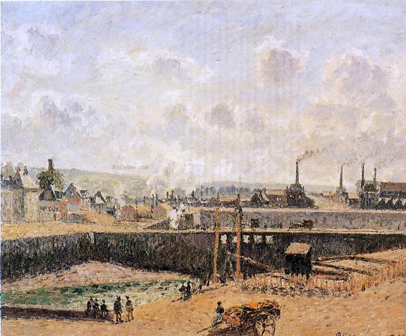Camille Pissarro Dieppe, Dunquesne Basin, Low Tide, Sun, Morning - Hand Painted Oil Painting