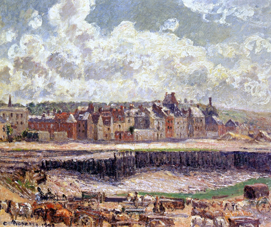 Camille Pissarro Dieppe, Dunquesne Basin, Sunlight Effect, Morning, Low Tide - Hand Painted Oil Painting
