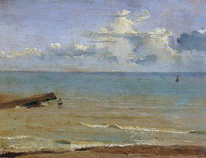 Jean-Baptiste-Camille Corot Dieppe - End of a Pier and the Sea - Hand Painted Oil Painting