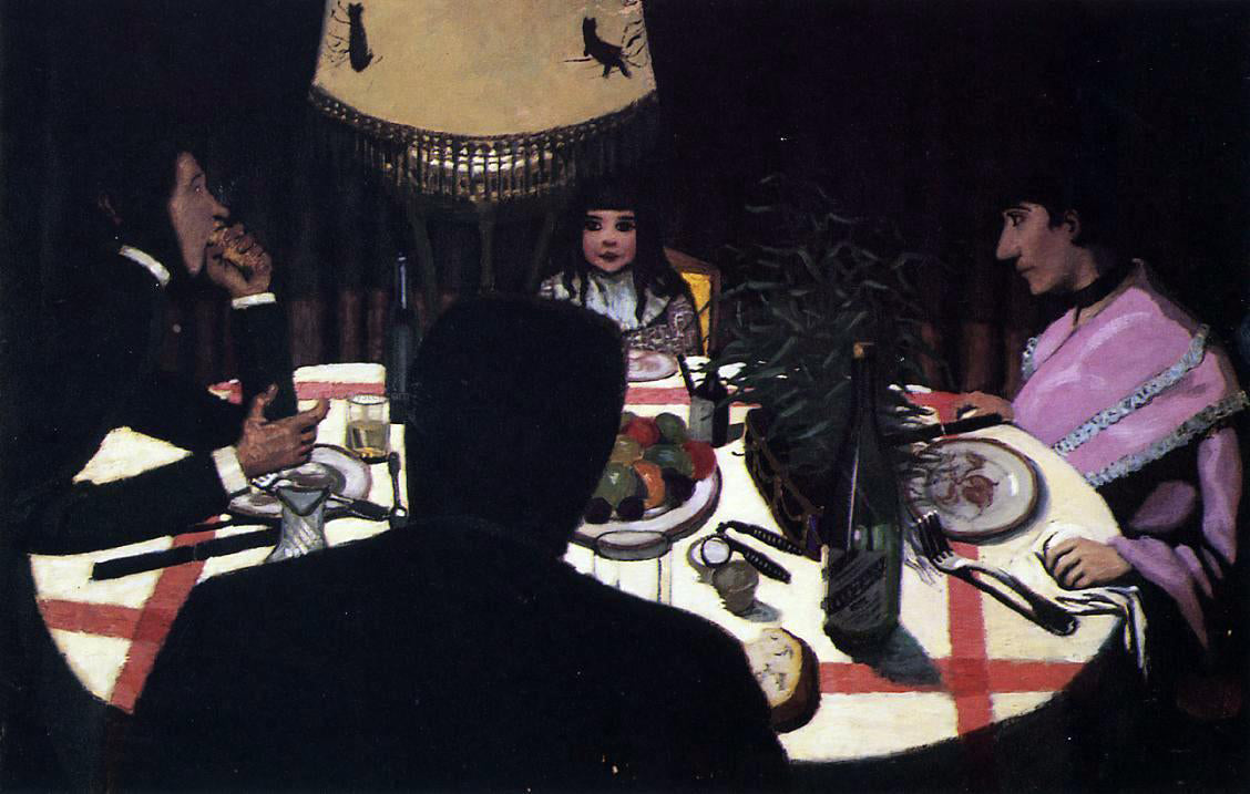 Felix Vallotton Dinner by Lamplight - Hand Painted Oil Painting