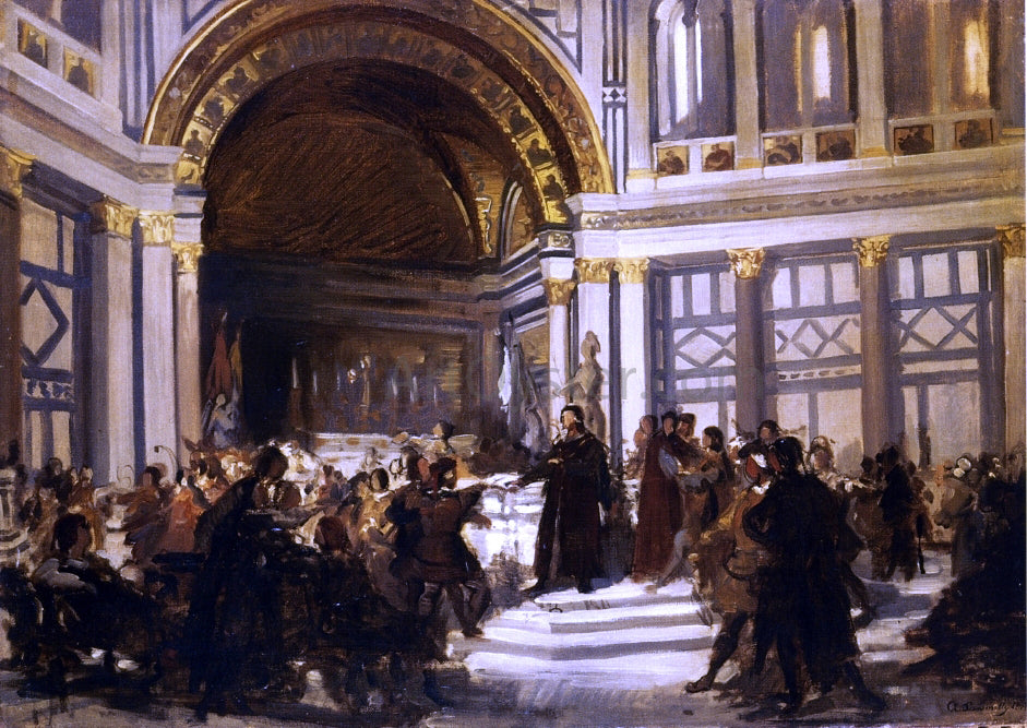 Antonio Puccinelli Dino Compagnoni in Mediatore della Pace tra Guelfi e Ghibellini - Hand Painted Oil Painting