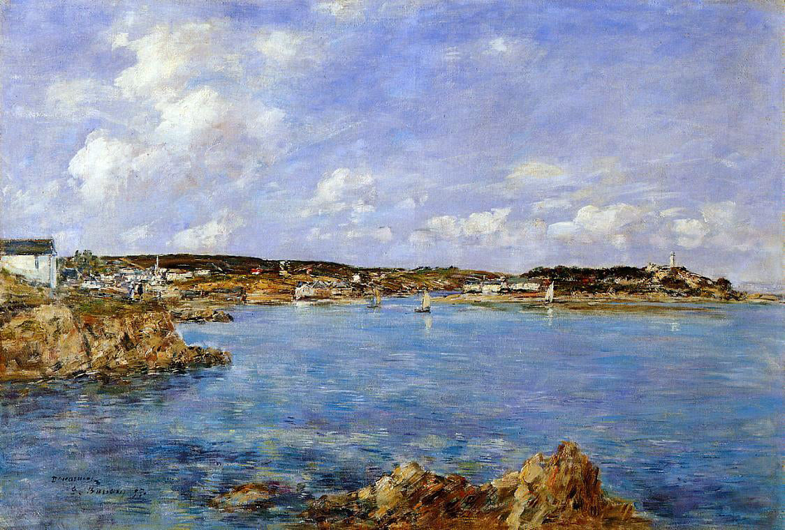 Eugene-Louis Boudin Douarnenez, the Bay, View of I'Ile Tristan (also known as tristan) - Hand Painted Oil Painting